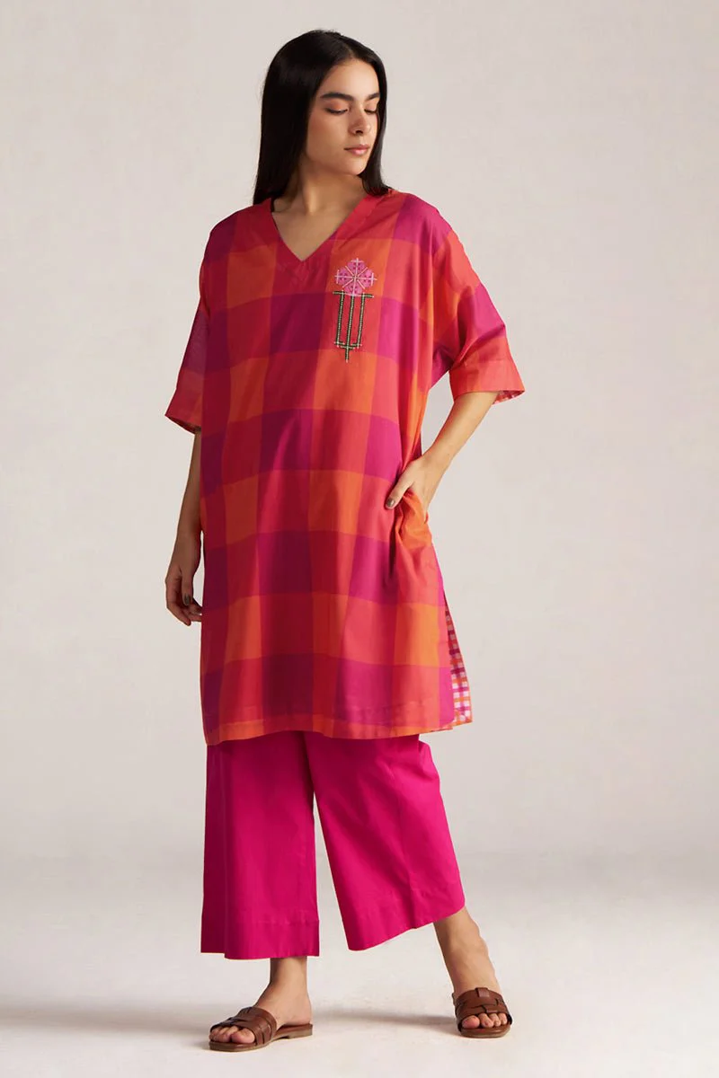 Tomato and Fuchsia Mul-Mul Co-ord Set