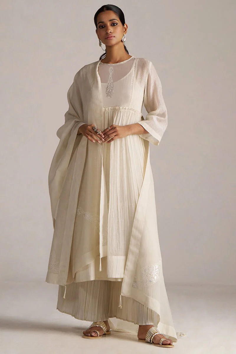 Ivory Pure Chanderi Kurta Set